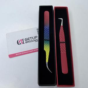 Pince à épiler professionnelle GETUP BROSONS IMPEX en acier inoxydable, courbée/à 90 degrés, avec pointe argentée lisse et revêtement en poudre - Product Image 4