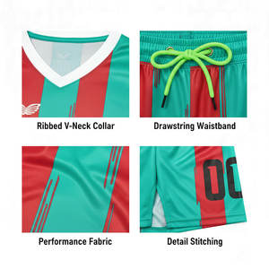 Ensemble de maillots de football personnalisables en polyester respirant avec protection UV pour équipes – Vêtements de sport vierges personnalisables pour la vente en gros - Product Image 4