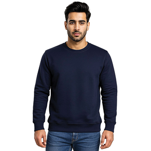 Felpa da <span class=keywords><strong>Uomo</strong></span> Blu Navy con Collo Rotondo, Vestibilità Regolare, Lavorata a Maglia, Tinta Unita, Pullover 100% Cotone per Uso Quotidiano Fornitore ODM. - Product Image 1