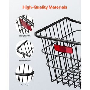 Panier de vélo arrière en fil métallique avec couvercle de feu arrière réfléchissant Accessoire de vélo - Product Image 5