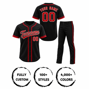Conjunto de Uniforme de Béisbol de Alta Calidad para Adultos, Manga Corta, Impresión Sublimada, Absorbe la Humedad, 100% Poliéster, Nombre y Número del Equipo - Product Image 3