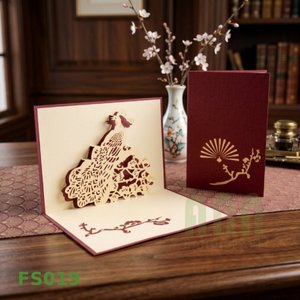 การ์ดอวยพรรูปนกยูง 3 มิติ งานแฮนด์เมดจาก ANN HANDICRAFT  งานศิลปะกระดาษตัดแบบ Die Cut รุ่น FS019 สำหรับกลับไปโรงเรียน  ผิวด้าน 4 สี - Product Image 3