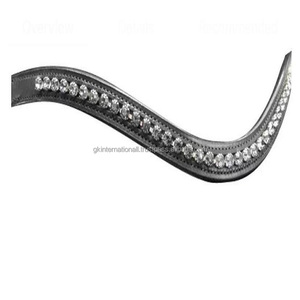 Banda de cuero de canal vacío para cejas de caballo, con perlas de diseño decorativo multicolor y cadena de cristal - Product Image 1