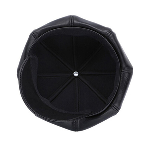 Béret en cuir noir unisexe, ajustable, style décontracté, à porter en toutes saisons - Product Image 4
