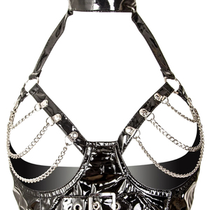 Soutien-gorge noir sexy pour femme avec chaînes, sans armatures, dos croisé, couleur unie, lavage à la main uniquement - Product Image 5