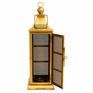 <b>Large</b> Iron Lantern | Antique Gold Metal <b>Candle</b> Lantern for Home Decor, Wedding, Hotel & Event Decoration - Product Image 4
