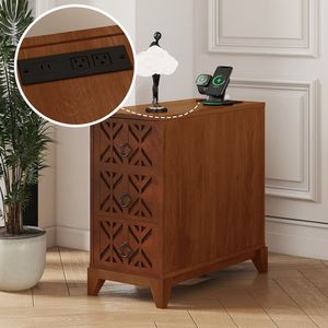 Tavolino Alto da Comodino Angolare per Camera da Letto con 3 Cassetti e 4 Ripiani Aperti, Unità di Stoccaggio Versatile - Previsto Arrivo 2025/5 - Product Image 3