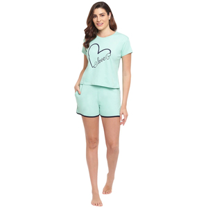 Ensemble deux pièces d'été pour femme, en coton uni avec dentelle, fermeture éclair, taille haute, coupe ample, élégant et confortable avec cordon de serrage pour le quotidien et les loisirs - Product Image 2
