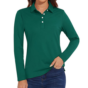 Polo de Punto de Manga Larga Color Coral Sólido para Mujer, Estilo Casual, Corte Regular - Product Image 4