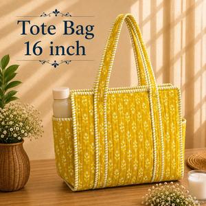Luxury cottan Tote Bag Women <b>Large</b> Capacity Shoulder Handbag Soft Quilted Fashion <b>Purse</b> Eco Friendly Lightweight Summer Custom - Product Image 1