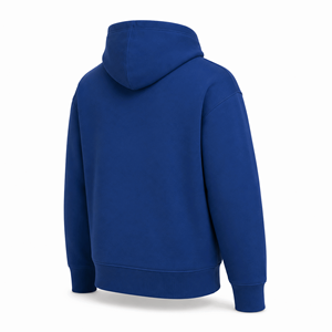 เสื้อฮู้ดผู้ชายสีพื้นผ้าฟลีซทรงปกติสวมใส่สบายสำหรับฤดูใบไม้ร่วงสีน้ำเงินมีกระเป๋าเสื้อถักแขนยาว - Product Image 4