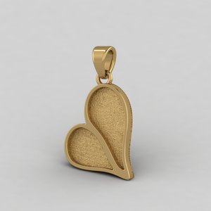 Pendentif Breloque Cœur Couple 17x22mm en Argent 925 Plaqué Or 18K de Haute Qualité, Support Vierge pour Gravure, Souvenir Commémoratif, Bijoux DIY - Product Image 1