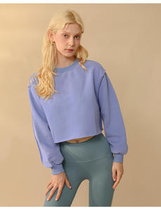 เสื้อฮู้ดผ้ากำมะหยี่ HG875 แบบเรียบยาวสั่งทำได้ ขายส่งสำหรับผู้หญิง ขอบตัดดิบ 100% ผ้าฝ้าย สไตล์สตรีทแวร์ - Product Image 5