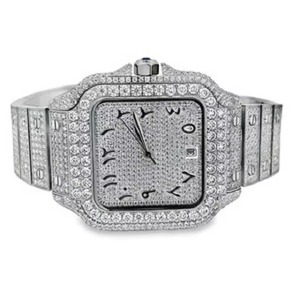 นาฬิกาข้อมือสีขาวประดับเพชรแบบ Iced Out พร้อมสายสแตนเลส สินค้าจากโรงงานโดยตรง ราคาดีที่สุด - Product Image 2