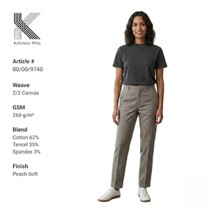 Pantalones de Lona para Mujer, Mezcla de Algodón, 260 g/m², Elásticos, Casuales Elegantes, Fabricante OEM ODM - Product Image 2