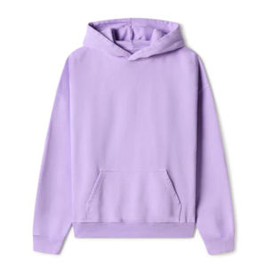 Sweat-shirt à capuche unisexe surdimensionné en molleton violet uni, coupe décontractée, tricoté, manches longues, idéal pour l'automne - Product Image 1
