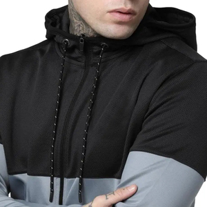 Conjunto deportivo de dos piezas con cremallera cómoda para hombre, ligero, de algodón y poliéster, conjunto deportivo estampado para correr. - Product Image 6