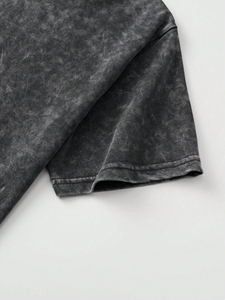 Nouvel ensemble deux pièces homme en coton respirant, sérigraphié sur mesure, avec t-shirt et short effet délavé à l'acide - Product Image 6