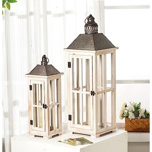 โคมไฟฟาร์มเฮาส์ไม้สนสีขาวขัดเงา |   ของตกแต่งบ้านสไตล์ชนบทขายส่ง - Product Image 2