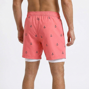 Shorts de Baño Premium 2 en 1 para Hombre, con Forro de Compresión, Secado Rápido, 100% Algodón, Estampado de Ancla, Logotipo Personalizado 2026 - Product Image 4
