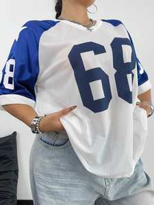 เสื้อเจอร์ซีย์ตาข่ายพิมพ์ลายแบบซับลิเมชั่น ไซส์ใหญ่ คอวี แขนสั้น สไตล์สตรีทแวร์และกีฬา ขายส่งแบบ OEM - Product Image 4