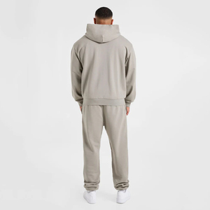 Men's Full <b>Zip</b> <b>Hooded</b> Sweatshirt Tracksuit Set Casual Solid Side Pockets Men's 2-Piece Training Track Jogger Set At Wholesale - Product Image 2