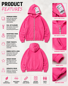 Sudadera con Capucha Extra Grande para Hombre, Color Rosa, Estilo Casual Urbano, para Otoño, con Estampado Floral y Logotipo Frontal - Product Image 3