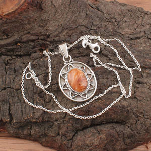 Collar con Colgante de Piedra Preciosa Amarilla Natural, Hecho a Mano, de Plata de Ley 925 Chapada en Platino Vintage, Piedra de Nacimiento de Noviembre, Venta al por Mayor - Product Image 4