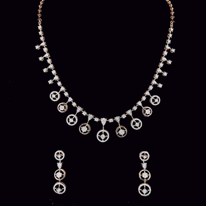 SATVIK RATNA Ensemble de collier de mariage en diamant naturel certifié IGI E-f VVS-VS taille brillant, or rose 14 carats plaqué rhodium - Product Image 3