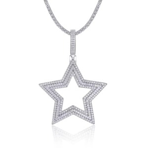 Colgante de moissanita con forma de estrella, estilo hip hop, de plata 925, con incrustaciones de moissanita VVS, personalizado, estilo rapero, brillante, para regalo de cumpleaños - Product Image 1