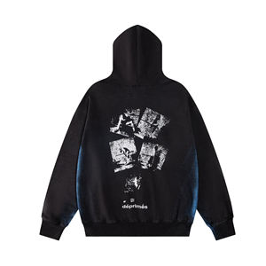 Sweat-shirts à capuche doublés style ER édition corrigée pour hommes, 100% coton satiné, imprimés vintage, effet délavé, tendance streetwear hiver 2026 - Product Image 2