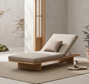 Tumbona Premium Liora de Madera de Teca Sólida, Diseño Ergonómico, Plegable, para Exteriores, con Cojín Resistente a la Intemperie, Ideal para Hoteles y Resorts de Lujo - Product Image 5