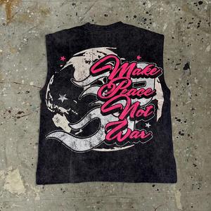 Custom High Quality Heavyweight Plus Size <b>Oversized</b> Cotton <b>Vest</b> DTG Print Hip Hop Short Sleeve Boxy Cropped Tank <b>Top</b> Men - Product Image 3