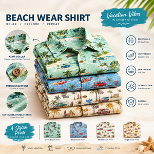 Camisas de Playa para Hombre con Cuello Camp Collar, 100% Viscosa, Manga Corta, Estampado Tropical Hawaiano, con Botones, para Vacaciones de Verano, Ropa Casual de Resort - Product Image 6