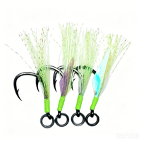 Hameçon simple lumineux en acier au carbone pour jigging en eau salée, avec anneau, barbelé, type Izeni, pour la pêche au bar et à la truite