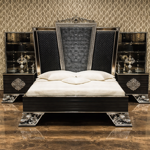 Cama doble de tamaño real con mesitas de noche, supercama doble con Mesillas de noche de madera de teca, para dormitorio - Product Image 3