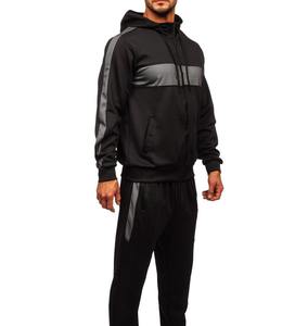Chándal Deportivo Personalizado para Hombre, con Capucha, Color Negro, Mangas Largas, Bloques de Color, para Otoño, con Bolsillos Laterales, Corte Regular, 100% Poliéster - Product Image 4
