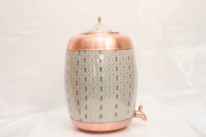Premium Pure <b>Copper</b> Water Dispenser with Hand-Painted Floral Design Matka Pot with Leak-Proof Brass Tap for Home And Office - Product Image 3
