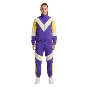 Premium Grade Purple Yellow Tracksuits High Stand Neck Cuffed Sleeves <b>Rain</b> Repellent Poly Shell Ladies Windbreaker Suits - Product Image 1