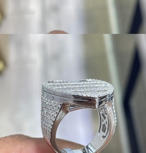 <b>Silver</b> Sterling <b>Silver</b> Baguette Heart Iced Out Diamond Unisex Luxury IGI Certified Romantic Hip Hop Fashion <b>Statement</b> Jewellery - Product Image 2