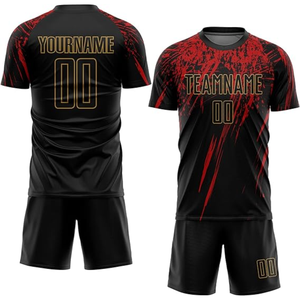 Uniforme de fútbol de EE. UU. y Europa, tela suave, impresión por sublimación, diseño nítido del patrocinador, camiseta de fútbol con pantalones cortos. - Product Image 4