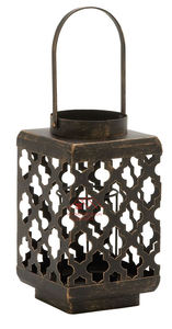 Lanterne à bougie en métal faite à la main avec finition émail vert - Product Image 3