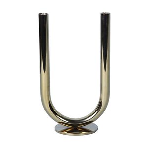 Moderno portacandele in oro a forma di U 7 "L X 4.5" W X 12 "H altri portacandele lanterne e barattoli di candela - Product Image 1