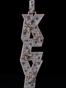 Two Tone Vertical Letter Moissanite <b>Pendant</b> Large Personalized <b>Initial</b> Letter 925 <b>Silver</b> Gold Plated <b>Pendant</b> Hip Hop Jewelry - Product Image 4