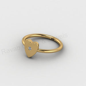 Cadeau pour la Saint-Valentin, bague de promesse minimaliste en argent 925, cœur de 9 mm avec diamant CZ, plaqué or 18 carats, empilable, bijoux pour femmes - Product Image 5