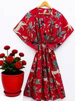 Robe longue en coton pour femme, style kaftan, imprimé floral bohème, cache-maillot de bain, manches chauve-souris, coupe classique, tenue d'été pour les stations balnéaires, vente en gros