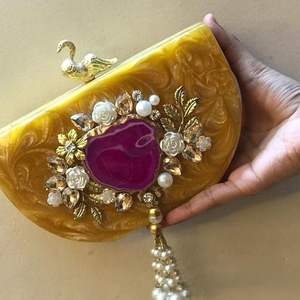 Bolso de Mano de Resina para Mujer, Elegante, para Bodas y Fiestas, Decoraciones para Ocasiones Especiales - Product Image 6