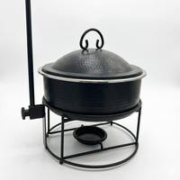 Plat de service rond de luxe arabe en acier inoxydable avec base métallique crème mate, chauffe-plat pour buffet Ramadan, chauffe-soupe, unité individuelle