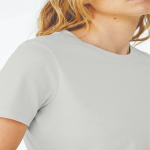 T-shirt à manches courtes pour femme, 50% polyester, 25% coton peigné Airlume filé à l'anneau, 25% rayonne, couleur marron, avec appliques, taille OEM - Product Image 5