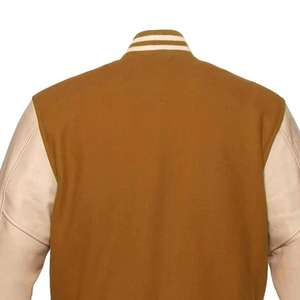 Blouson universitaire personnalisé élégant et chaud pour homme, en polaire polyester/coton, avec col montant, broderie et impression numérique, effet délavé uni - Product Image 4
